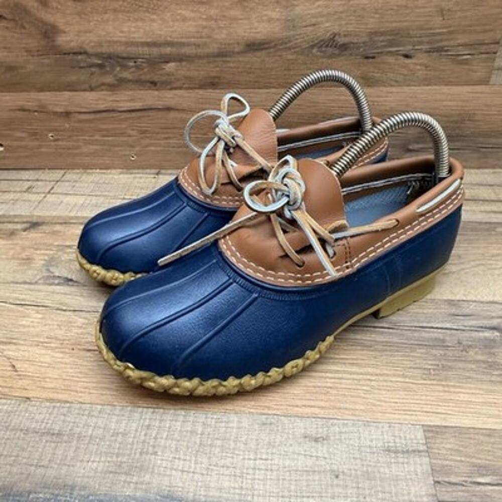 LL Bean Women’s size 7 Duck Muck Bean Boots Hunting Shoes Leather Brown Blue